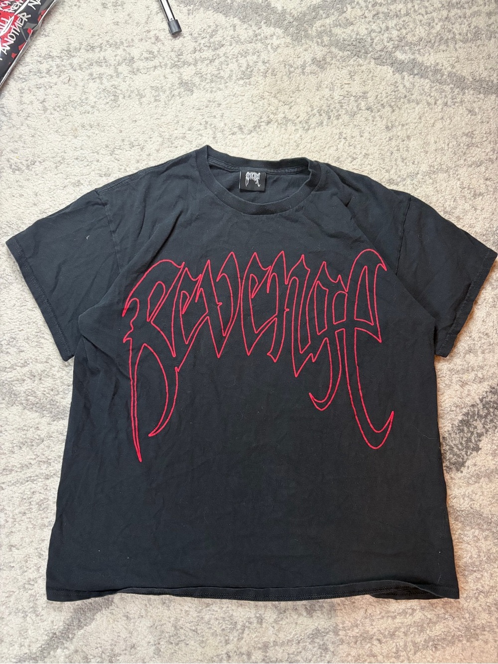 Revenge Black & Red Logo Graphic T-Shirt Size Large Streetwear